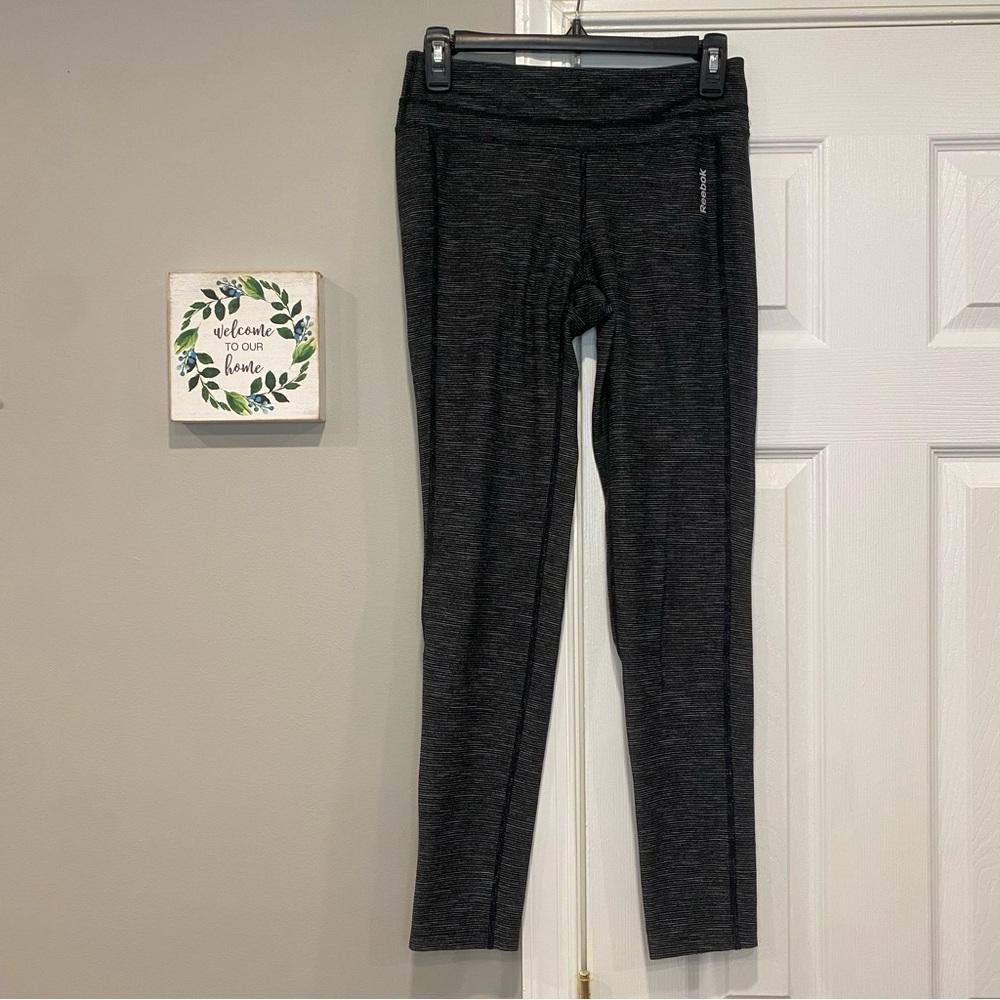Reebok Heathered Gray Athletic Leggings Tights Workout Pants Small Women Stretch